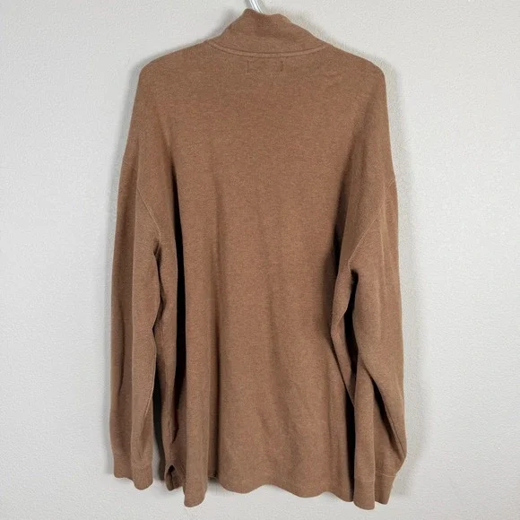 Polo Ralph Lauren 1/4 Zip Pullover Mens XLT Brown Cotton Ribbed Sweater - Picture 3 of 7